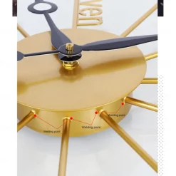 Large Black Wall Clock Vintage Metal Quartz Clocks Silent Non-Ticking Wall Watches Stylish Design Great for Living Rooms Kitchens Cafes Black 60 cm