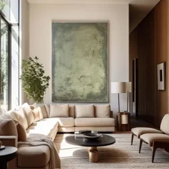 Large Blue Green Abstract Canvas Art Hand painted Oil Painting On Canvas Modern Original Artwork Green Blue Abstract Painting Living Room Decor No Frame