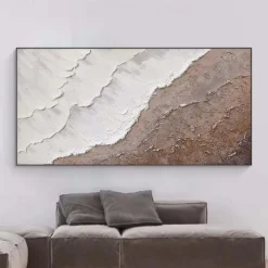Large Brown wave Painting hand painted Brown Abstract wave Painting handmade Black And White ocean oil painting Art Modern Painting Large Artwork Abstract painting Wall Art painting for Living Room