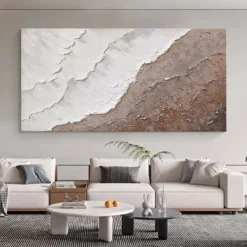 Large Brown wave Painting hand painted Brown Abstract wave Painting handmade Black And White ocean oil painting Art Modern Painting Large Artwork Abstract painting Wall Art painting for Living Room