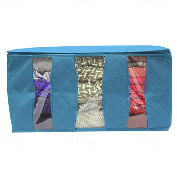 Large Capacity Clothes Storage Bag Organizer with Reinforced Handle Thick Fabric for Comforters Blankets Bedding Foldable with Sturdy Zipper 61X33X31cm