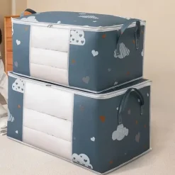 Large Capacity Clothes Storage Bag Organizer With Reinforced Handle, Suitable For Blankets, Bedding, Foldable With Sturdy Zipper, Clear Window