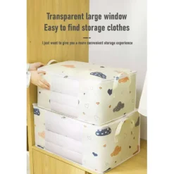 Large Capacity Clothes Storage Bag Organizer With Reinforced Handle, Suitable For Blankets, Bedding, Foldable With Sturdy Zipper, Clear Window