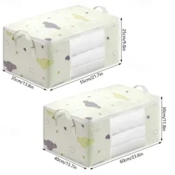 Large Capacity Clothes Storage Bag Organizer With Reinforced Handle, Suitable For Blankets, Bedding, Foldable With Sturdy Zipper, Clear Window