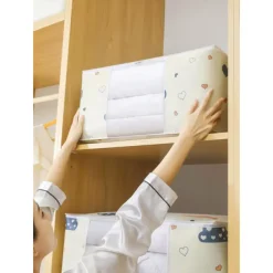 Large Capacity Clothes Storage Bag Organizer With Reinforced Handle, Suitable For Blankets, Bedding, Foldable With Sturdy Zipper, Clear Window