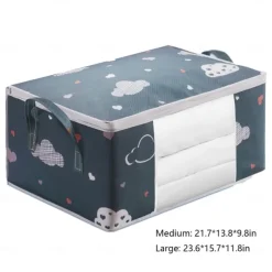 Large Capacity Clothes Storage Bag Organizer With Reinforced Handle, Suitable For Blankets, Bedding, Foldable With Sturdy Zipper, Clear Window