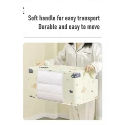 Large Capacity Clothes Storage Bag Organizer With Reinforced Handle, Suitable For Blankets, Bedding, Foldable With Sturdy Zipper, Clear Window