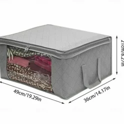 Large Capacity Clothes Storage Bag Organizer with Reinforced Handle Thick Fabric for Comforters Blankets Bedding Foldable with Sturdy Zipper 49X36X21cm 1PC