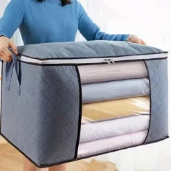 Large Capacity Clothes Storage Bag Organizer With Reinforced Handle Thick Fabric For Comforters, Blankets, Bedding, Foldable With Sturdy Zipper, Clear Window