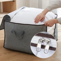 Large Capacity Clothes Storage Bag Organizer With Reinforced Handle Thick Fabric For Comforters, Blankets, Bedding, Foldable With Sturdy Zipper, Clear Window