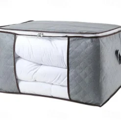 Large Capacity Clothes Storage Bag Organizer With Reinforced Handle Thick Fabric For Comforters, Blankets, Bedding, Foldable With Sturdy Zipper, Clear Window