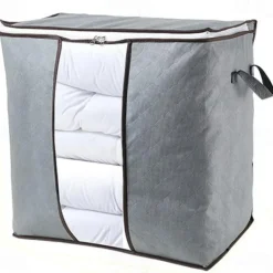 Large Capacity Clothes Storage Bag Organizer With Reinforced Handle Thick Fabric For Comforters, Blankets, Bedding, Foldable With Sturdy Zipper, Clear Window