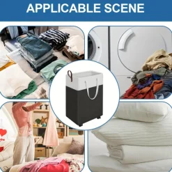 Large Capacity Laundry Basket, 75L/90L, Stylish Black, Features 2 Long Handles and 1 Side Carry Handle, Foldable Storage Bin, Waterproof Dirty Clothes Basket, Ideal for Bathrooms, Bedrooms, Dorms, and RVs