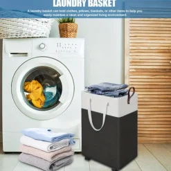 Large Capacity Laundry Basket, 75L/90L, Stylish Black, Features 2 Long Handles and 1 Side Carry Handle, Foldable Storage Bin, Waterproof Dirty Clothes Basket, Ideal for Bathrooms, Bedrooms, Dorms, and RVs