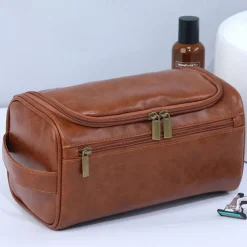 Large Capacity Men's Toiletry Bag, Waterproof PU Travel Organizer, Simple and Portable Handheld Makeup Bag, Father's Day Gift for Men, Convenient for Business and Travel