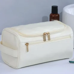 Large Capacity Men's Toiletry Bag, Waterproof PU Travel Organizer, Simple and Portable Handheld Makeup Bag, Father's Day Gift for Men, Convenient for Business and Travel