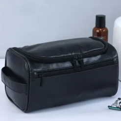 Large Capacity Men's Toiletry Bag, Waterproof PU Travel Organizer, Simple and Portable Handheld Makeup Bag, Father's Day Gift for Men, Convenient for Business and Travel