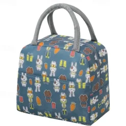 Large Capacity Small Fresh Printed Insulation Bag Ice Pack Printed Bento Bag Portable Hand-Held Lunch Bag