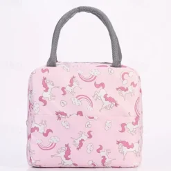 Large Capacity Small Fresh Printed Insulation Bag Ice Pack Printed Bento Bag Portable Hand-Held Lunch Bag