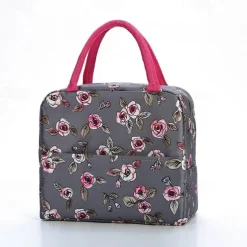 Large Capacity Small Fresh Printed Insulation Bag Ice Pack Printed Bento Bag Portable Hand-Held Lunch Bag