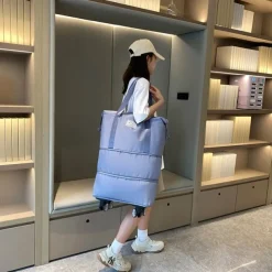 Large Capacity Travel Bag, Rolling Duffle with Spinner Wheels, Waterproof Weekender Tote, Dry Wet Separation, Laptop Compartment, for Business, Gym, Camp