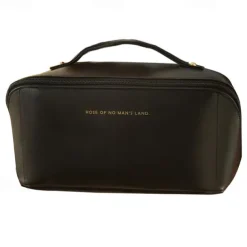 Large Capacity Travel Jewelry Cosmetic Bag, Fashionable PU Leather Makeup Organizer, Portable Toiletry Bag with Handle for Travel and Storage