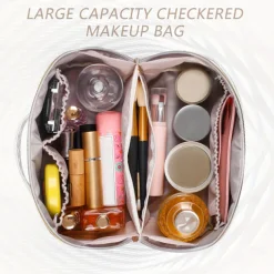 Large Capacity Travel Makeup Bag - Multifunctional Waterproof Cosmetic Case with Handle and Divider for Easy Access