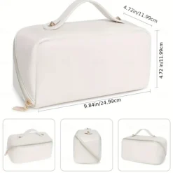 Large Capacity Travel Makeup Bag - Multifunctional Waterproof Cosmetic Case with Handle and Divider for Easy Access