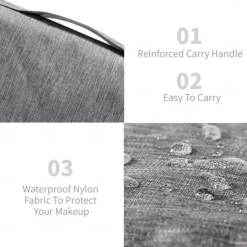 Large Capacity Waterproof Toiletry Bag with Hooks - Unisex Travel Bag for Full-Size Shampoo, Makeup, and Bathroom Accessories - Travel Makeup Brush Set Included