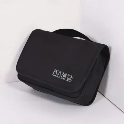 Large Capacity Waterproof Toiletry Bag with Hooks - Unisex Travel Bag for Full-Size Shampoo, Makeup, and Bathroom Accessories - Travel Makeup Brush Set Included