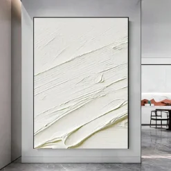 Large 3d wave white oil painting handmade Landscape Beige Oil Painting Wabi Sabi Abstract Canvas Paintings hand painted Neutral White Beige Painting Minimal Boho Painting for Wall Decor
