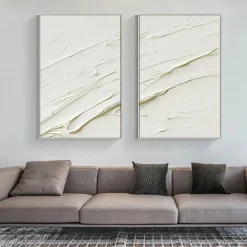 Large 3d wave white oil painting handmade Landscape Beige Oil Painting Wabi Sabi Abstract Canvas Paintings hand painted Neutral White Beige Painting Minimal Boho Painting for Wall Decor