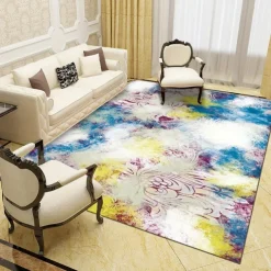Large Floral Area Rugs Oriental Non-slip Crystal Velvet Plush Carpet Vintage Fluffy Rug Machine Washable Soft Thickened & Shaggy Carpet For Living Room & Bedroom Floor
