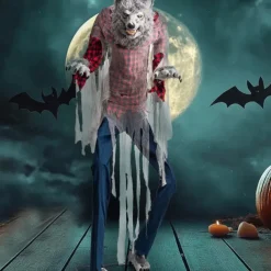 Large Halloween Electric Werewolf Ornament Outdoor Horror Sensor Decoration Haunted House Amusement Park Decoration Props