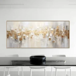 Large hand painted Abstract Gold Texture Oil Painting on Canvas hand painted Minimalist Yellow Ripple Acrylic Painting Modern artwork painting for Living Room Wall Art Decor