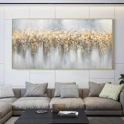 Large hand painted Abstract Gold Texture Oil Painting on Canvas hand painted Minimalist Yellow Ripple Acrylic Painting Modern artwork painting for Living Room Wall Art Decor