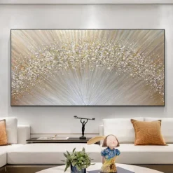 Large hand painted Abstract Gold Texture Oil Painting on Canvas hand painted Minimalist Yellow Ripple Acrylic Painting Modern artwork painting for Living Room Wall Art Decor