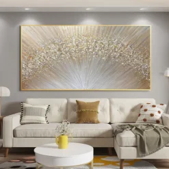 Large hand painted Abstract Gold Texture Oil Painting on Canvas hand painted Minimalist Yellow Ripple Acrylic Painting Modern artwork painting for Living Room Wall Art Decor