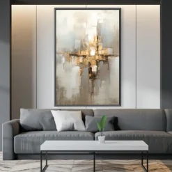 Large hand painted Gold Leaf Painting On Canvas Abstract Beige Oil Painting Luxury Art Textured Painting Hand Painted Art Golden oil painting Wall Decoration for hotel decoration