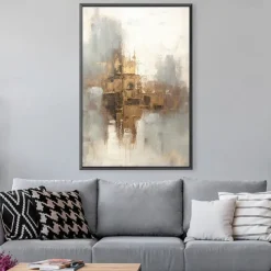 Large hand painted Gold Leaf Painting On Canvas Abstract Beige Oil Painting Luxury Art Textured Painting Hand Painted Art Golden oil painting Wall Decoration for hotel decoration