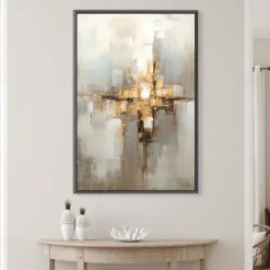 Large hand painted Gold Leaf Painting On Canvas Abstract Beige Oil Painting Luxury Art Textured Painting Hand Painted Art Golden oil painting Wall Decoration for hotel decoration
