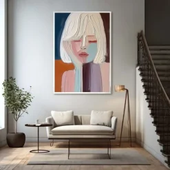 Large Hand painted Pretty Girl painting Abstract handmade Wall Art Colorful Textured Pretty Lady oil Painting Beautiful Girl Canvas Art girl painting