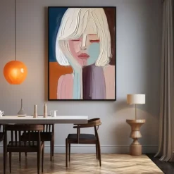 Large Hand painted Pretty Girl painting Abstract handmade Wall Art Colorful Textured Pretty Lady oil Painting Beautiful Girl Canvas Art girl painting