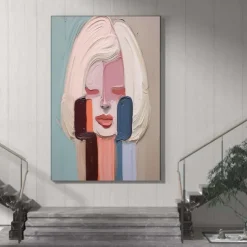 Large Hand painted Pretty Girl painting Abstract handmade Wall Art Colorful Textured Pretty Lady oil Painting Beautiful Girl Canvas Art girl painting