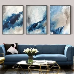 Large handmade Abstract Coastal Landscape Oil Painting on Canvas Large oil painting Wall Art oil painting Blue Sky Art Custom Painting for Living Room bedroom Decoration