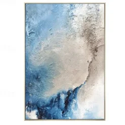 Large handmade Abstract Coastal Landscape Oil Painting on Canvas Large oil painting Wall Art oil painting Blue Sky Art Custom Painting for Living Room bedroom Decoration