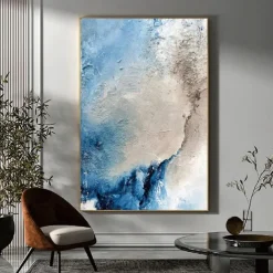 Large handmade Abstract Coastal Landscape Oil Painting on Canvas Large oil painting Wall Art oil painting Blue Sky Art Custom Painting for Living Room bedroom Decoration
