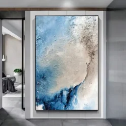 Large handmade Abstract Coastal Landscape Oil Painting on Canvas Large oil painting Wall Art oil painting Blue Sky Art Custom Painting for Living Room bedroom Decoration