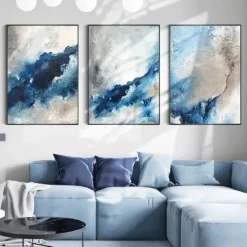 Large handmade Abstract Coastal Landscape Oil Painting on Canvas Large oil painting Wall Art oil painting Blue Sky Art Custom Painting for Living Room bedroom Decoration
