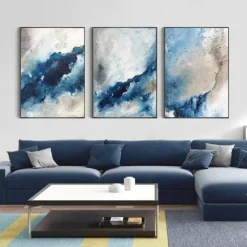 Large handmade Abstract Coastal Landscape Oil Painting on Canvas Large oil painting Wall Art oil painting Blue Sky Art Custom Painting for Living Room bedroom Decoration